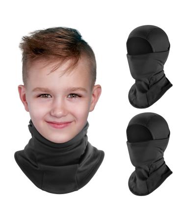 Heggcooe 2 pieces children storm hood winter windproof fleece balaclava warm face mask ski mask for young girls outdoor sports skiing cycling unit size + black
