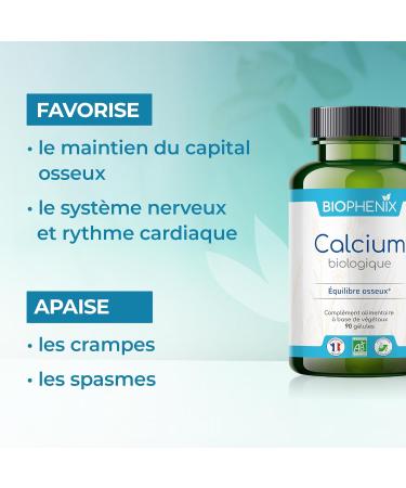 Bioph nix Equilibre Calcium 90 capsules - 100% natural organic vegetable based food supplement - 150 mg of Calcium element per capsule - Bone balance - Buy Online on GoSupps.com