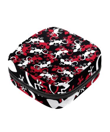 Red and white salamander pattern sanitary napkins storage bag menstruation pad bag pocket portable menstrual cup pocket with zipper for teenagers girls women women
