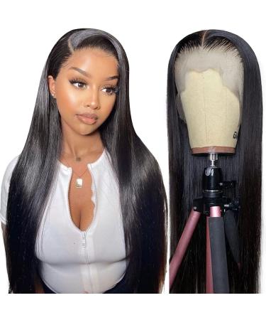 A Alimice Straight Lace Front Wigs Human Hair 22 Inch Hd Transparent Lace Wigs Pre Plucked Hairline Wigs 180% Density 9a Virgin Hair Lace Frontal Wigs 13x4 Human Hair Wigs With Baby Hair Natural Hairline Lace Front Human...