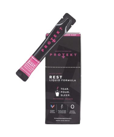Protekt Rest Liquid Sleep Support Supplement - Natural Calm with L Theanine GABA Valerian Root Extract - Non-Habit Forming Nighttime Calm Drink - Mixed Berry Pack of 10 Mixed Berry 10 Count (Pack of 1)