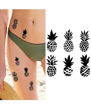 Dopetattoo 6 Sheets Temporary Pineapple Black Sketch Hawaiian Stamp Tattoos for Men and Women - Perfect for Neck, Arm, and Chest - Buy Online on GoSupps.com
