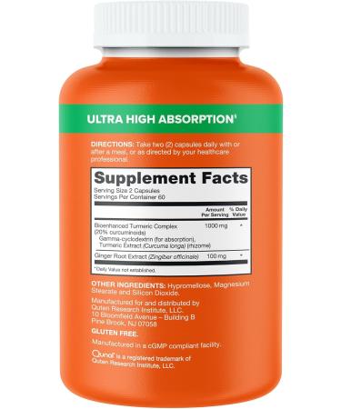 Qunol Turmeric and Ginger Capsules 1000mg Turmeric Supplement Ultra High Absorption to Support Joint Health #1 Doctor Recommended Form of Turmeric Curcumin 120 Count (Pack of 1) Turmeric 120 Count (Pack of 1) - Buy Online on GoSupps.com