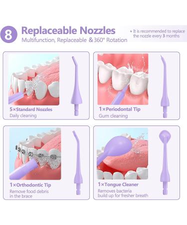 Sejoy Water Flosser - Rechargeable Cordless Teeth Cleaning Tool with 5 Modes, 8 Jet Tips - IPX7 Waterproof, Portable & Travel-Friendly (Purple) - Buy Online on GoSupps.com