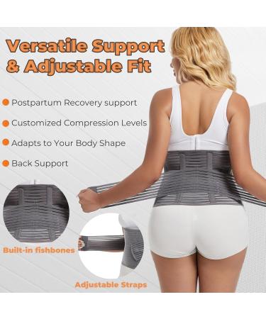 Reian Postpartum Belly Band | Abdominal Binder for Post Surgery Recovery | Waist Compression Wrap for Tummy Tuck & C-Section Support | Unisex Gray One Size - Buy Online on GoSupps.com
