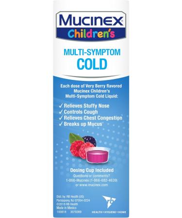 Mucinex Children's Multi-Symptom Cold Medicine - Kids Cough & Decongestant - Very Berry Flavor 4 Fl Oz | Fast International Shipping - Buy Online on GoSupps.com