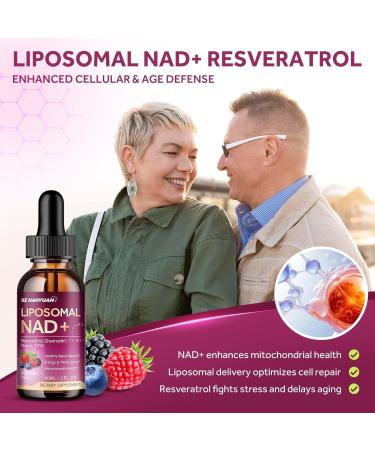 Liposomal NAD Supplement - 1200mg NAD+ Liquid Drops for Women & Men with Nicotinamide Resveratrol Quercetin TMG Black Pepper Extract - Brain & Cellular Mitochondrial Health Anti-Aging Longevity Mixed Berry 2 Fl Oz (Pa  - Buy Online on GoSupps.com