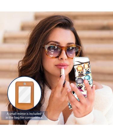Travel Lipstick Organizer Case | Portable Makeup Bag with Mirror | Color Owl Animal Eagle - Shop Now - Buy Online on GoSupps.com