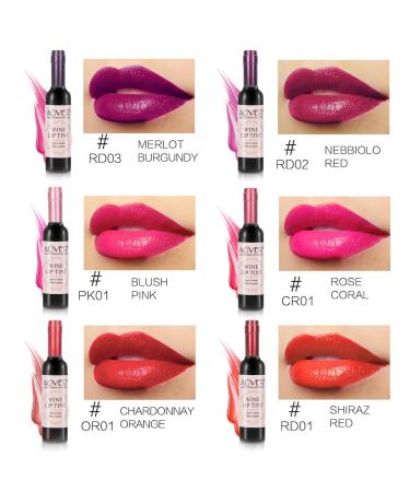 6 Colors Wine Lip Tint Set | Long Lasting Waterproof Lip Stain | Matte Liquid Lipstick Set for Girls and Women - Buy Online on GoSupps.com