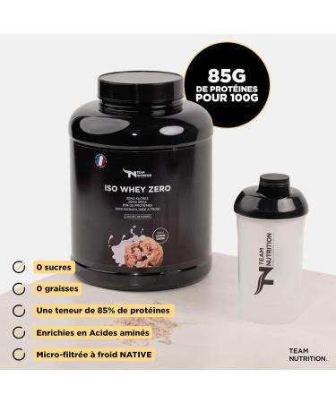 ISO WHEY ZERO | 85% Protein | Micro-Cold Filtered | Rich in Amino Acids | Sugar Free | Bodybuilding & Dry | Team Nutrition - French Brand (Cookie & Cream 2000g) - Buy Online on GoSupps.com