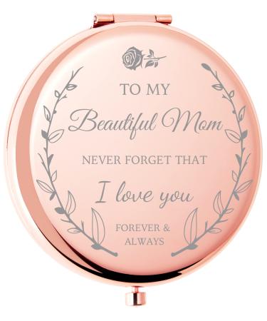 idooss Mom Birthday Gifts for Mom  Rose Gold Compact Mirror for Birthday  Unique Gifts for Women  Friends  Mom or Coworkers (Gold)