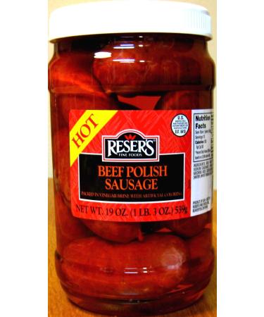 Reser's Hot Pickled Beef Polish Sausage Quart Jar