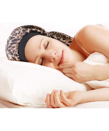 2-Piece Long Satin Bonnet Set for Braids, Dreadlocks, and Curly Hair - Leopard Print Sleep Cap for Long Hair - Buy Online on GoSupps.com