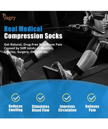 Neuropathy & Plantar Fasciitis Compression Socks - 20-30 mmHg Ankle Support (L/XL Black) for Heel Pain Foot Swelling & Fatigue - Buy Online on GoSupps.com