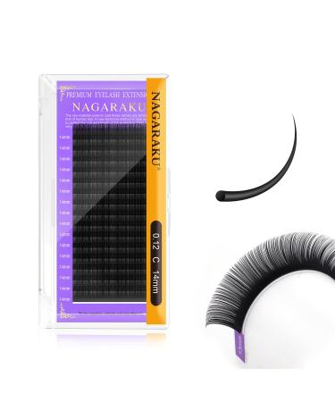 Nagaraku single eyelashes Individual eyelash extension permanent volume eyelashes eyelash extensions gently of course matt black single size (thickness 0.12 c curl 14mm) 14mm 0.12 c - Buy Online on GoSupps.com