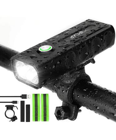 IPSXP 3000 Lumens Bike Lights,USB Rechargeable LED Bicycle Front Headlight High Bright 8 Hours Mountain Road Cycling Safety Commuter Flashlight with 3 Modes,Waterproof Bike Light