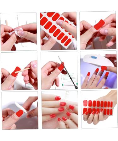 Gel Nail Stickers Cuttable Semi Cured Gel Nail Strips Self-Adhesive Full Nail Wraps (UV Lamp Required but Not Included) Bright Red - Buy Online on GoSupps.com