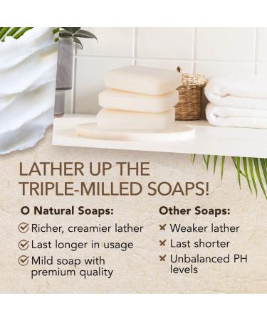 O Naturals 3-Pack Organic Coconut & Shea Butter Soap Bar 4oz Set | Vegan Cold Process Bar Soap | Handmade Premium Essential Soap | Natural Soap for Face, Body | Men & Women | Coconut & Shea Butter Soap - Buy Online on GoSupps.com