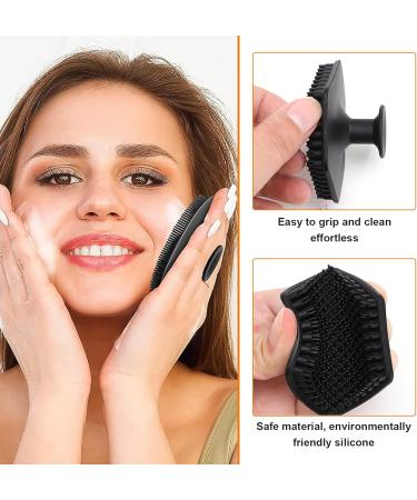 SULIVES Silicone Face Scrubber Brush - Soft Bristle Manual Facial Cleansing Exfoliator for Pores - Skin Care for Men & Women - Bath Shower & Makeup Set (Black) - Buy Online on GoSupps.com