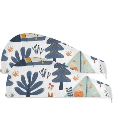 Camping Foxes Hair Towel 2 Pack | Super Absorbent Quick Dry Hair Turbans for Women & Girls - Buy Online on GoSupps.com