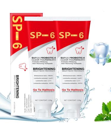 Sp 6 Toothpaste Sp-6 Ultra Whitening Toothpaste Sp-6 Probiotics Whitening Toothpaste Super Probiotic SP 6 Toothpaste(2Pcs)