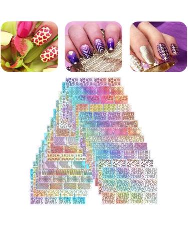 Nail Stencil Stickers Nail Vinyl Stencil Stickers Set Colorful Hollow Nail Art Decals DIY Manicure Decorations 24Sheet - Buy Online on GoSupps.com