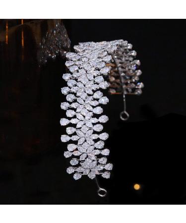 5A Cubic Zirconia Wedding Headband for Bride | Bridal Sweet 16 Party Hair Accessory - Silver HG0089 - Buy Online on GoSupps.com