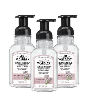 J.R. Watkins Foaming Hand Soap with Pump Dispenser Moisturizing Foam Hand Wash All Natural Alcohol-Free Cruelty-Free USA Made Rosewater 9 fl oz 3 Pack - Buy Online on GoSupps.com
