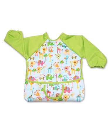 Luxja Baby Waterproof Sleeved Bib Long Sleeve Bib for Toddler (6-24 Months) Animal World 1 sleeved bib animal world