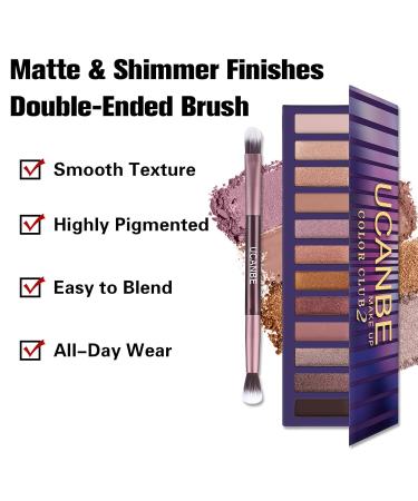 Ucanbe 12 Color Eyeshadow Palette - Matte & Shimmer - High Color Rendering Waterproof Durable Makeup Palette with Brush (02) - Buy Online on GoSupps.com