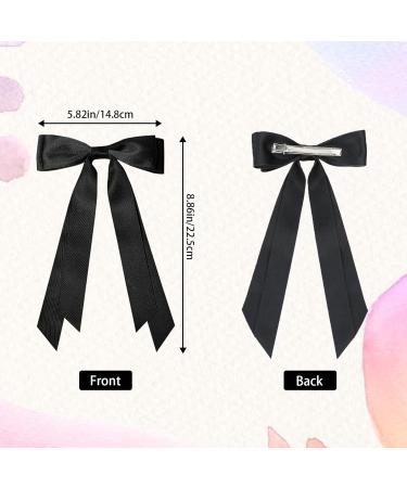 5PC Silky Satin Hair Bows Hair Clip Ribbon Ponytail Holder Accessories Black Bow Hair Clip Hair Bows for Women(Black/Red/Purple/Pink/White) - Buy Online on GoSupps.com