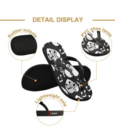 Mnsruu Musical Note Heart Flip Flops - Black & White | XL Size for Home Hotel Spa & Travel - Shop Now! - Buy Online on GoSupps.com
