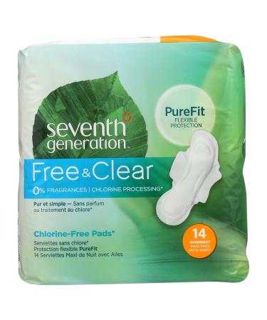 Seventh Generation Maxi Pads, Overnight - 14 ct - 2 pk 14 Count (Pack of 2)