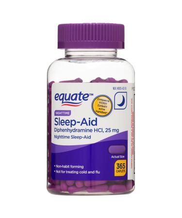 Diphenhydramine Hydrochloride 25mg Caplets for Nighttime Sleep Support - 365 Count