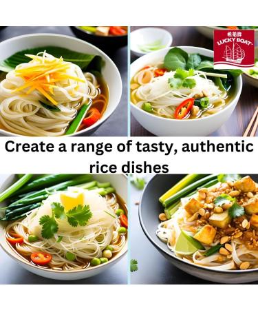 Lucky Boat Rice Noodle 400g - Thin 3mm Pad Thai Gluten-Free Noodles for Stir-Fry - Thai, Chinese & Asian Ingredients - Buy Online on GoSupps.com