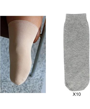Harilla 10-Piece Prosthesis Socks - Soft Cotton Amputation Leg & Arm Protection Knee-Length 35 cm - Gray - Buy Online on GoSupps.com