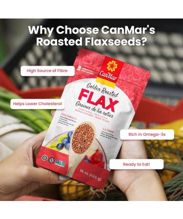 CanMar Golden Roasted Whole Flax Seed (425g) Non-GMO Flax Seeds - Gluten Free & Vegan - Flaxseed with Omega-3 Fiber - Golden Flax Seeds Linseed - Flax Seeds Whole - Buy Online on GoSupps.com