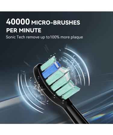 JTF Electric Toothbrush Set for Adults & Teens - 6 Brush Heads, Travel Case, 12H Charge, 2 Min Timer, 5 Modes - Black - Buy Online on GoSupps.com