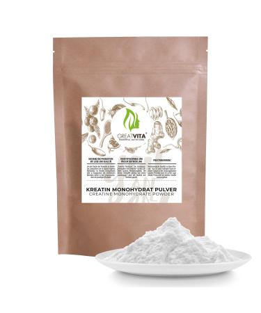 GREAT VITA GreatVita Creatine Monohydrate Powder 1000g | 293 servings Tasteless | Pure Creatine Monohydrate with no additives 100% v