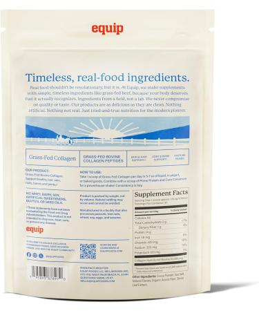 Equip Foods Grass Fed Collagen Powder | Hydrolyzed Bovine Collagen Peptides with Amino Acids | Prime Beef Collagen for Healthy Joints Skin & Nails | Non-GMO Paleo Friendly | 30 Servings Chocolate - Buy Online on GoSupps.com