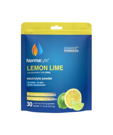 NormaLyte Lemon Lime - Electrolyte Powder Packets | Clinically Studied Electrolyte Drink Mix | 30 Count Effective Hydration Sticks