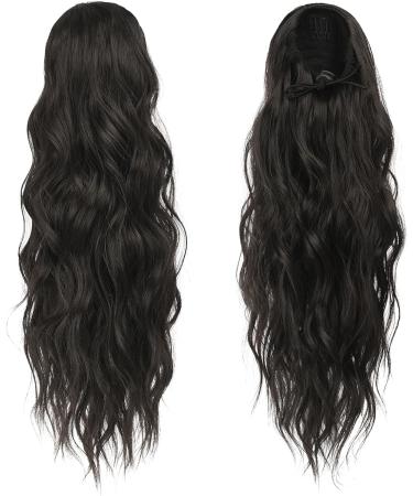 FESHFEN 18 Natural Black Drawstring Ponytail Extension - Synthetic Curly Wavy Hair Piece for Women - Buy Online on GoSupps.com