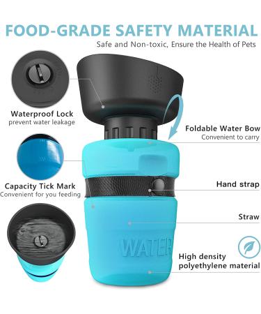 Lesotc 2022 Upgraded Pet Water Bottle for Dogs - Foldable & Leak Proof Dog Travel Dispenser - Lightweight & Convenient for Outdoor Walking, Hiking, Travel - BPA Free 18oz Blue - Buy Online on GoSupps.com