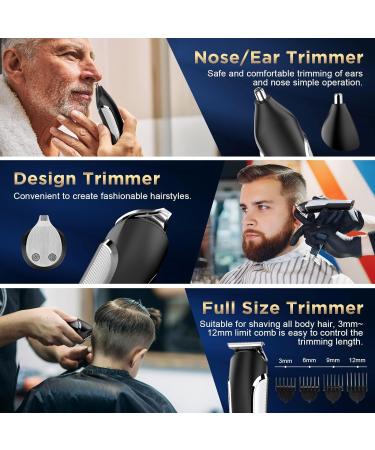 Vexloria Beard Trimmer Men Hair Clippers Men 3-in-1 Men's Grooming Kit with Nose and Ear Trimmer Detail Trimmer IPX6 Waterproof Professional Cordless Hair Clipper with 4 Limit Combs/Gray Black - Buy Online on GoSupps.com