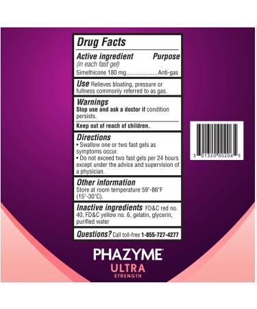 Phazyme Ultra Strength Gas & Bloating Relief Fast Gels - Pack of 2 | Fast-Acting Formula for Quick Relief - Buy Online on GoSupps.com