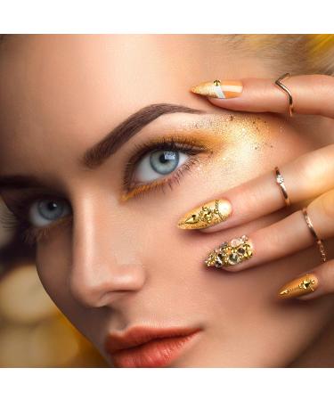Gold Gems Crystals Set - 120 Multi Shapes + 3000 Round Nail Rhinestones with Picker Pen & Tweezer - Buy Online on GoSupps.com
