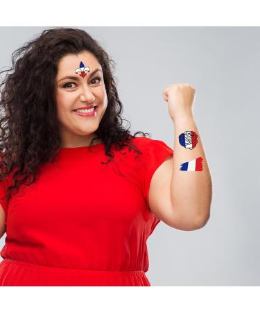 Besreey French Flag Stickers - Waterproof French Flag Body Stickers | Skin-Friendly Colorful Face Stickers Cute Sticker Set for Carnival - Buy Online on GoSupps.com