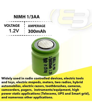 20pc Sizzler Short Chassis 1.2V 1/3AA NiMH 300mAh Flat Top Rechargeable Batteries - Compatible with ANTEATER SIDEBURN HOT HEAD CAMARO T/A & More - International Shipping Available - Buy Online on GoSupps.com