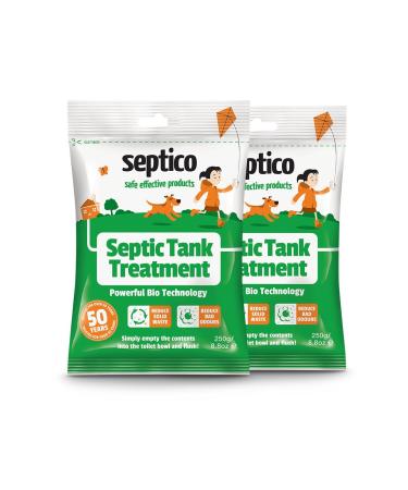 Septico Septic Tank Treatment 2 x 250g - Effective Bacteria Booster | Drain Cleaner | Odour Eliminator | Maintains Healthy Septic System