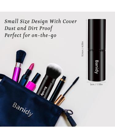 Makeup Brush Kabuki Face Brushes Retractable Travel Blush Brush Portable Flawless for Foundation Powder Blush Bronzer Buffing Liquid Cream Cruelty Free with Cover(Round-Head) - Buy Online on GoSupps.com